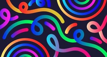 Fun colorful line doodle seamless pattern, Rainbow Gradient Shape vector