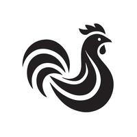 A stylized, black silhouette of a chicken, presented on a plain white background. vector