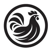 A stylized, black silhouette of a chicken perched on a small base. vector