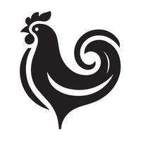 Stylish black and white rooster graphic design vector