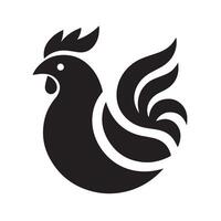 black silhouette of a chicken against a plain white background. vector