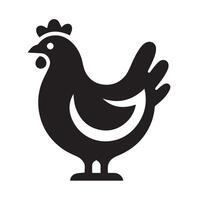 Simple, black and white silhouette of a rooster within a circular frame. vector