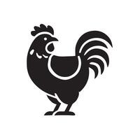 A stylized, black silhouette of a chicken against a plain white background. vector