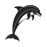 Powerful Black and White Silhouette of a Leaping Fish vector