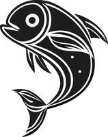 A bold, stylized silhouette of a dolphin leaping gracefully out of the water. vector