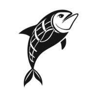 Silhouette of a playful dolphin leaping. vector