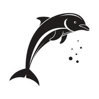 A bold, stylized silhouette of a jumping tuna. vector