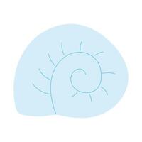Cute blue seashell in simple flat style for summer poster or banner. vector