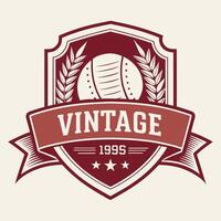 vintage emblem, shield logo design, maroon and white color scheme vector