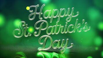 St. Patrick's Day with elegant typography and bokeh green animation, 4K seamless loop videos. video