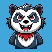 Mascot Panda Face Sharp Teeth Glaring Eyes Illustration Art. vector