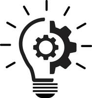 Creative idea icon isolated on white background. Lightbulb Lamp with gear icon for innovation, solution, and thinking concept. vector