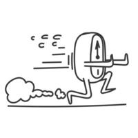 a cartoon clock character running vector