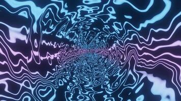 Blue and pink swirl pattern in a tunnel. Abstract background with random glowing texture video