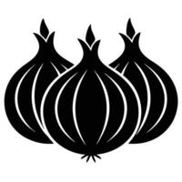 Stylized icon of three onion silhouettes for projects vector