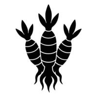 Classic turmeric root silhouette for herbal and food themes vector