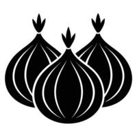 Illustration of three onion silhouettes for creative use vector