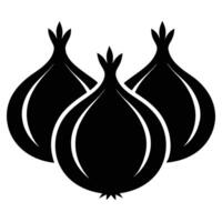 Minimal design of three onion silhouettes for icons vector