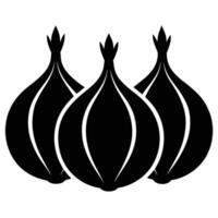 Simple graphic of three onion silhouette icons vector