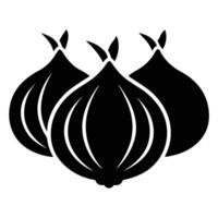 Three onion silhouette icons for creative projects vector