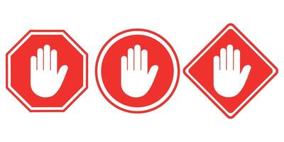 No sign on red background with hexagon, square and round shapes, Stop sign for prohibited activities vector