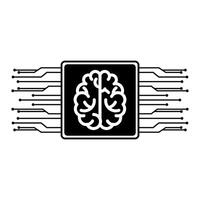 Artificial intelligence machine, digital technology assistant with brain illustration vector