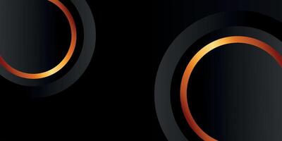Black and gold background in futuristic abstract round style. vector