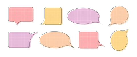 Speech bubble set. Flat speak bubble text, chatting box, message box. blank element isolated on white background for emotional tone of message vector