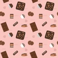 Flat Chocolate Dessert Pattern Template vector