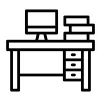 Office Desk Line Icon Design vector