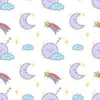 seamless pattern of cute children weather characters on white background vector