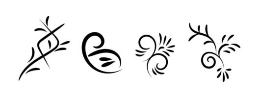 Decorative calligraphic divider and border for vignette scrapbook ornament on black colour. vector