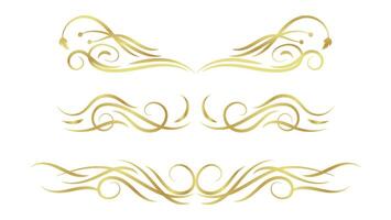 gold decorative swirl lines element set. text dividers isolated on white background vector
