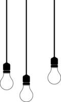 black light bulbs hanging on a wire without background vector