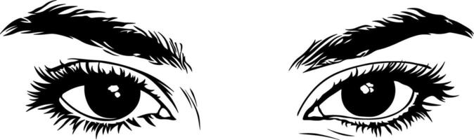 black silhouette of eyes with eyebrows without background vector