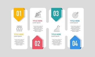Infographic 4 Steps for business to success. Presentation, Resource, Teamwork, Report and Strategy. vector