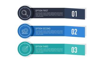 Infographic 3 options for business to success. Presentation, Banner, Report, Workflow and Strategy. vector