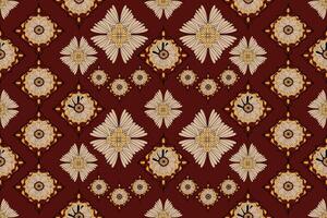 Geometric floral tile pattern, Mehndi and tattoo. Raster illustration. Patterns on red, brown and white colors. Decorative pattern in ethnic oriental style. Seamless repeat, moroccan pattern vector