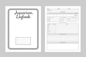 Aquarium Logbook Or Notebook planner vector