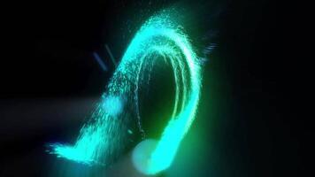 The blue disk of the spatial portal emits spectacular sparkling sparks. video