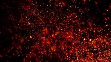 The fiery scarlet sparks convey the atmosphere of flame, sparkling and rising into the sky. video