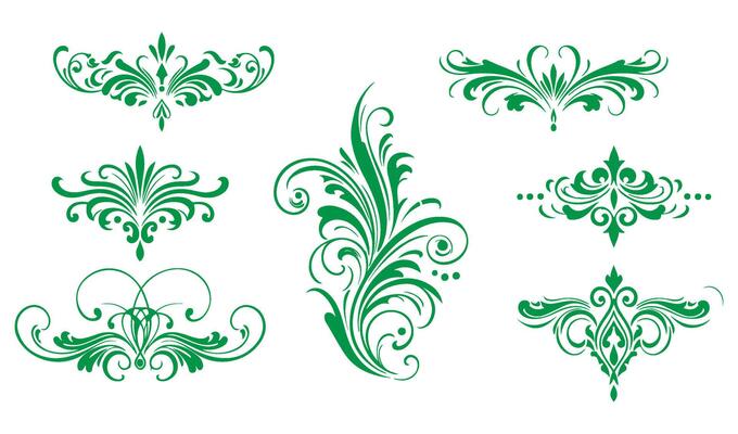 Timeless Calligraphy Swirls and Swashes Ornament Set
