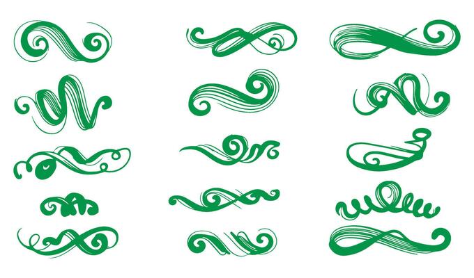 Vintage Calligraphy Ornament Set with Swirls and Scrolls