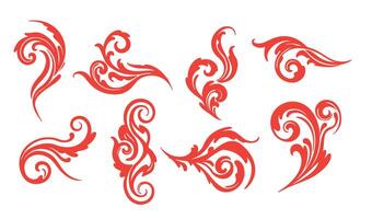 Artistic Calligraphy Ornament Set Featuring Ethereal Swirls vector