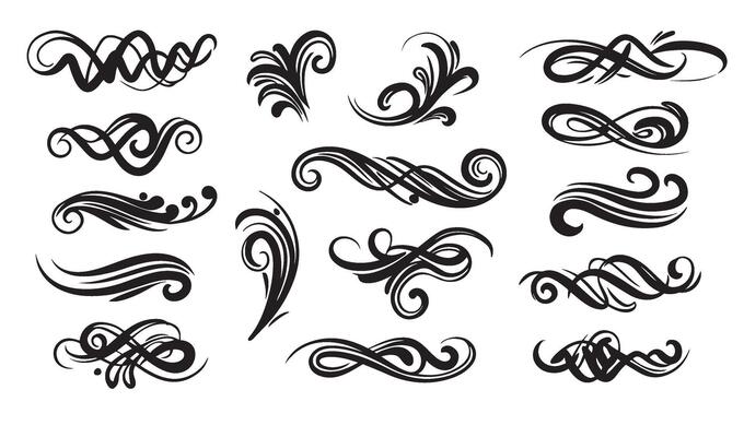 Ornate Scrolls and Swirls Calligraphic Ornament Elements