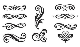 Decorative Flourishes and Swirls in a Calligraphic Ornament Set vector