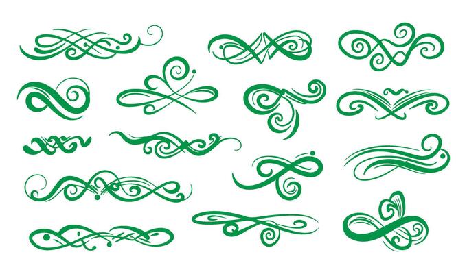 Decorative Swirl Calligraphic Ornament Elements for Designers