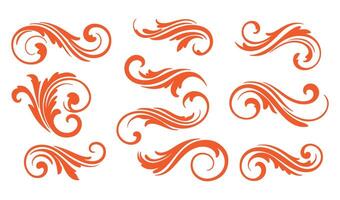 Sophisticated Calligraphy Ornament Collection with Red Swirls vector