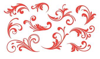 Stylish Ethereal Swirls Ornament Set for Creative Applications vector