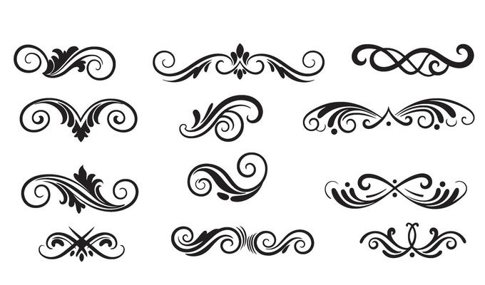 Classic Swirl Calligraphy Ornament Set for Artistic Projects